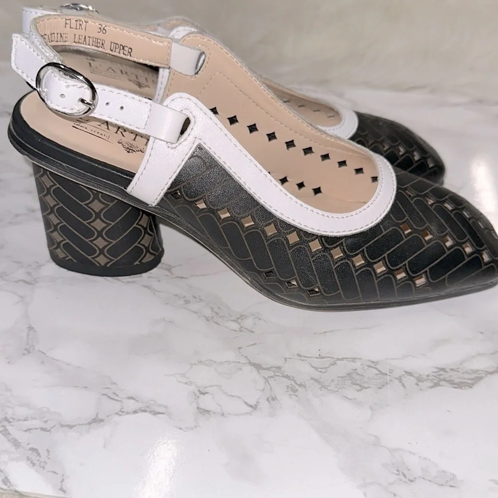 L'artiste Black and Brown Slingback Heels size 36/US 5 1/2-6